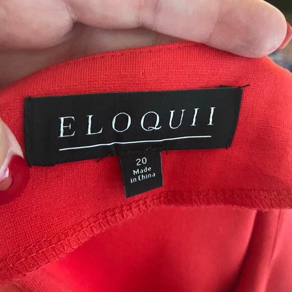 Eloquii Womens Top Size 20 Red Empire Flare Blouse Ponte NEW - Picture 5 of 6